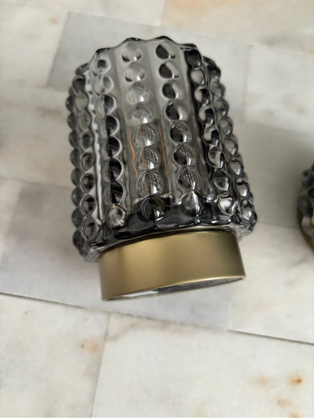 Crystal Beaded Glass Votive Candle Holders - with gold accent bottom.